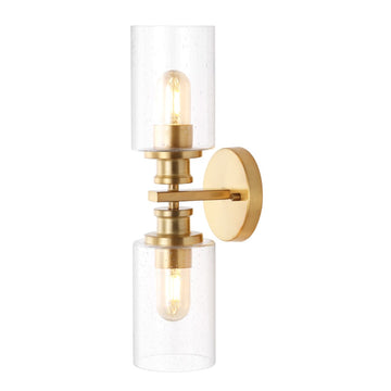 Jules Edison 16.5" Cylinder Iron/Seeded Glass Farmhouse Contemporary LED Wall Sconce